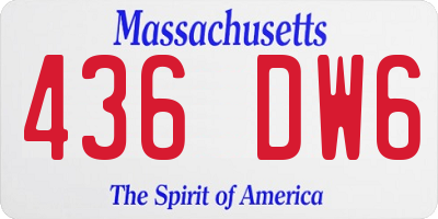 MA license plate 436DW6