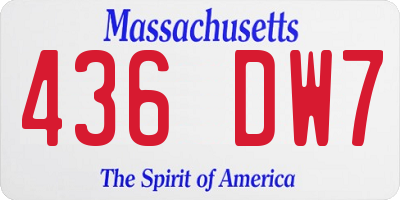 MA license plate 436DW7