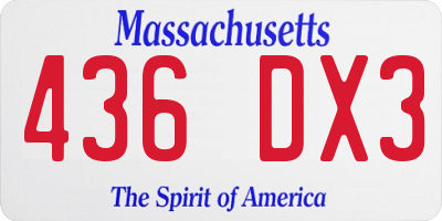 MA license plate 436DX3