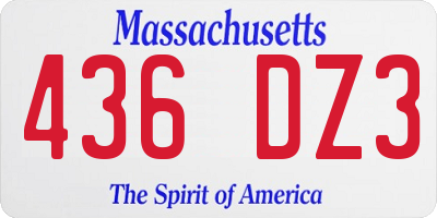 MA license plate 436DZ3