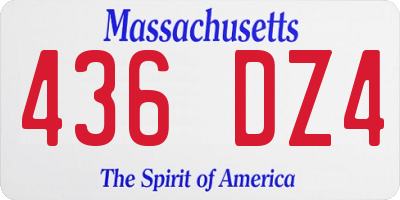 MA license plate 436DZ4