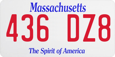 MA license plate 436DZ8