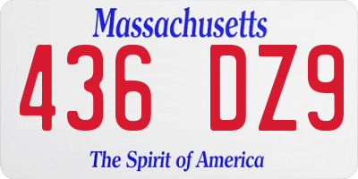 MA license plate 436DZ9