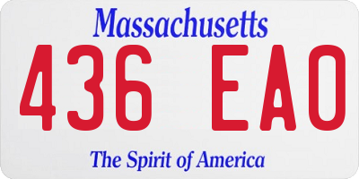 MA license plate 436EA0