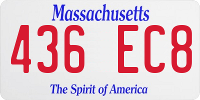 MA license plate 436EC8