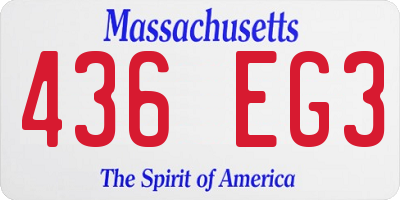 MA license plate 436EG3