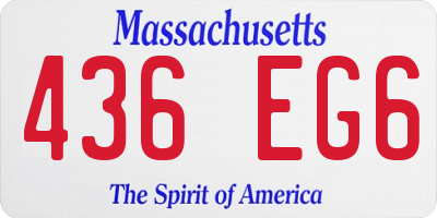 MA license plate 436EG6