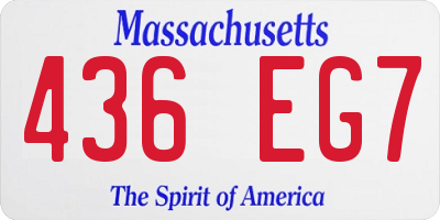 MA license plate 436EG7