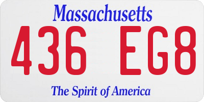 MA license plate 436EG8