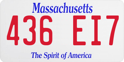 MA license plate 436EI7