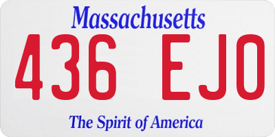 MA license plate 436EJ0
