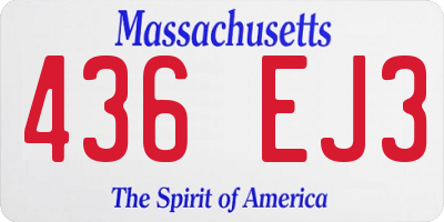 MA license plate 436EJ3