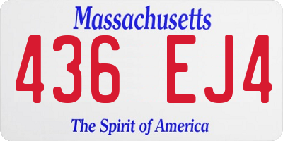 MA license plate 436EJ4
