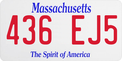 MA license plate 436EJ5