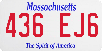 MA license plate 436EJ6