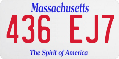 MA license plate 436EJ7