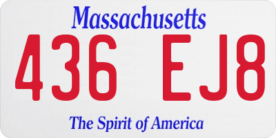 MA license plate 436EJ8