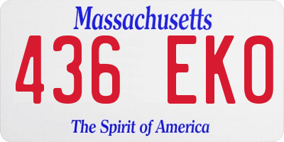 MA license plate 436EK0