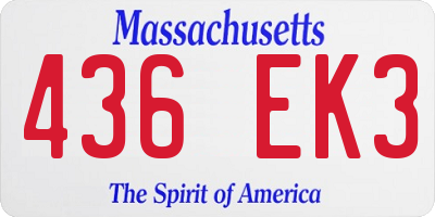 MA license plate 436EK3