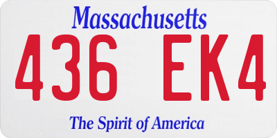 MA license plate 436EK4