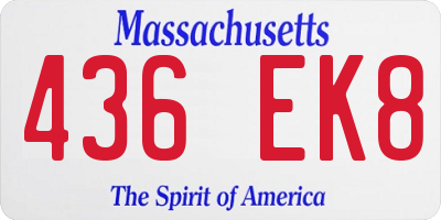MA license plate 436EK8