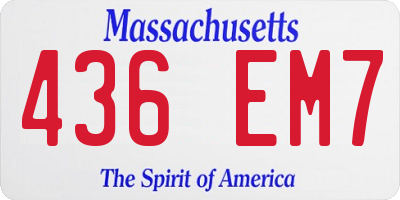 MA license plate 436EM7