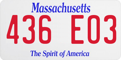 MA license plate 436EO3