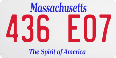 MA license plate 436EO7