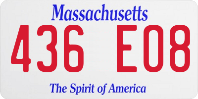 MA license plate 436EO8