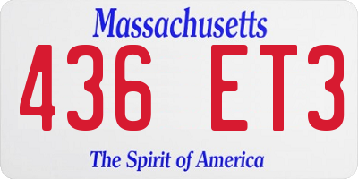 MA license plate 436ET3