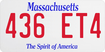MA license plate 436ET4
