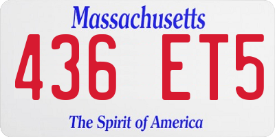 MA license plate 436ET5