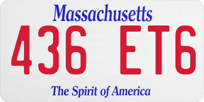 MA license plate 436ET6