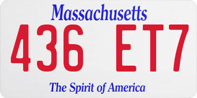 MA license plate 436ET7