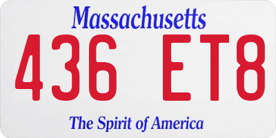 MA license plate 436ET8