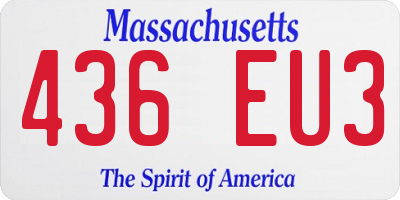 MA license plate 436EU3