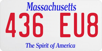 MA license plate 436EU8