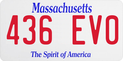 MA license plate 436EV0