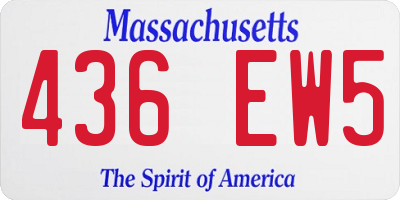 MA license plate 436EW5