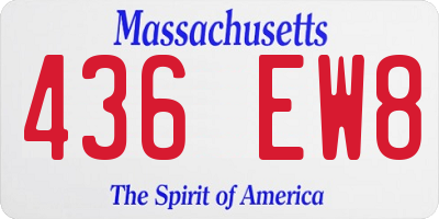 MA license plate 436EW8