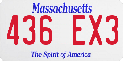 MA license plate 436EX3