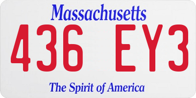 MA license plate 436EY3