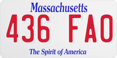 MA license plate 436FA0
