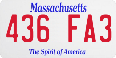 MA license plate 436FA3