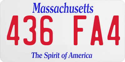 MA license plate 436FA4