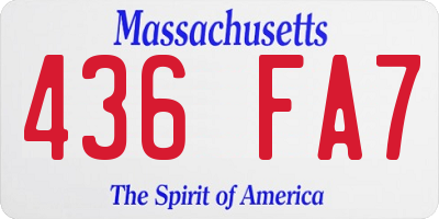MA license plate 436FA7