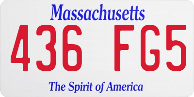 MA license plate 436FG5