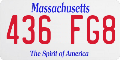 MA license plate 436FG8