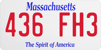 MA license plate 436FH3