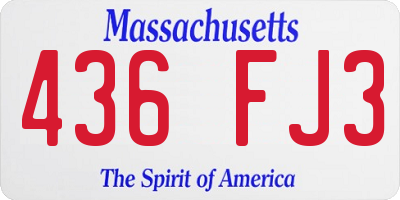 MA license plate 436FJ3